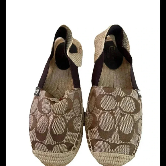 Coach Rayanne Sling Flat Slip-On Elastic Loafer Espadrille Brown/Tan Size 6B - Picture 3 of 9